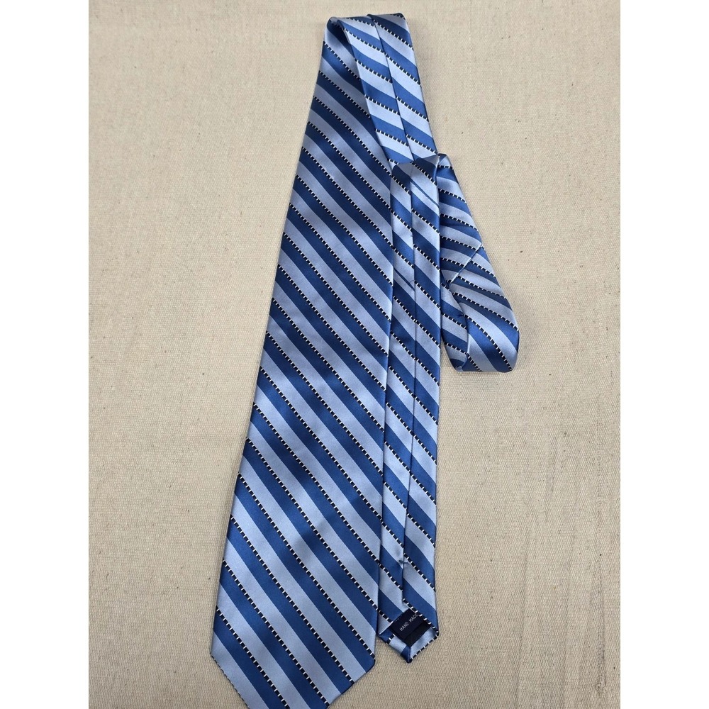 Paul Fredrick Mens Blue Striped Silk Handmade Necktie‎ Business Formal Tie